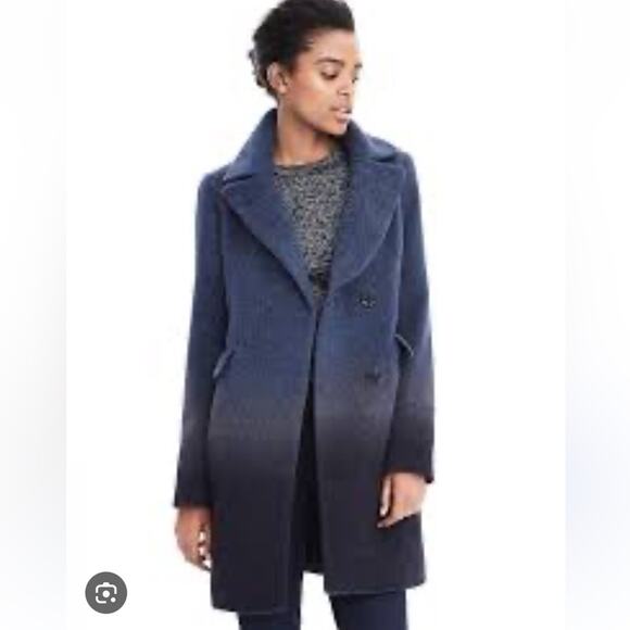 Banana Republic Double Breasted Wool Blue Ombre Coat Size Small - Picture 1 of 16